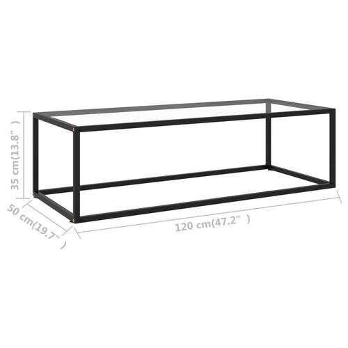 Sofabord 120x50x35 cm hærdet glas sort