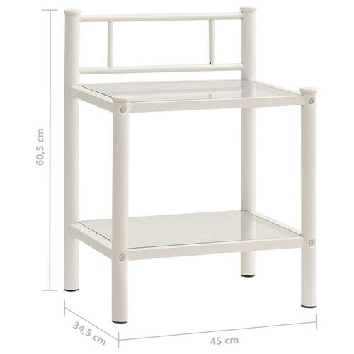 Sengeskab 45x34,5x60,5 cm metal og glas hvid og transparent