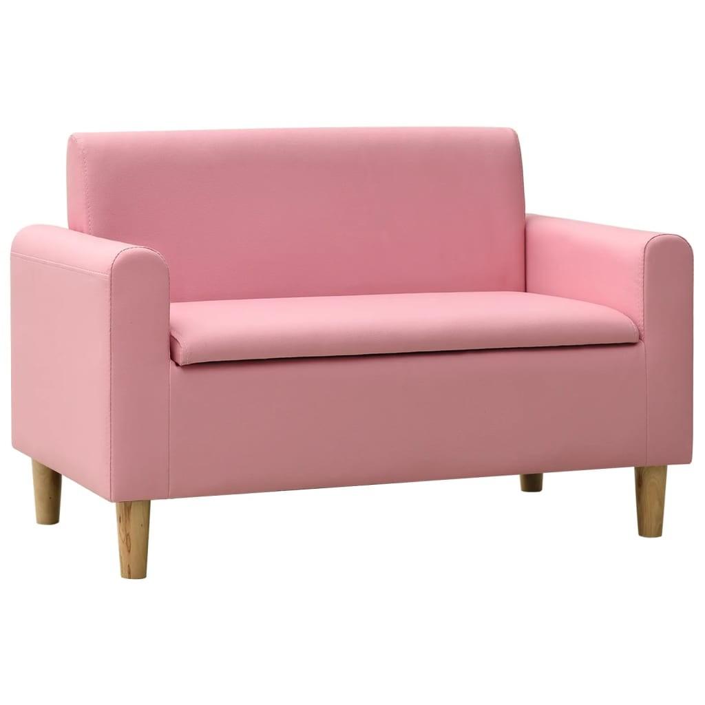 2-personers sofa til børn kunstlæder pink
