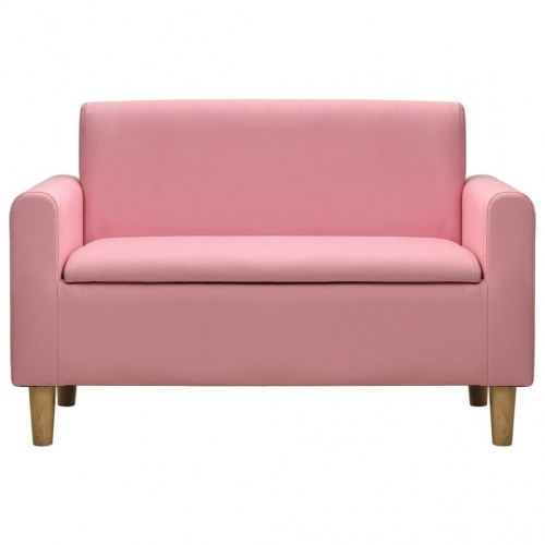 2-personers sofa til børn kunstlæder pink