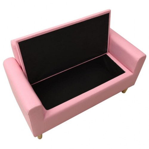 2-personers sofa til børn kunstlæder pink