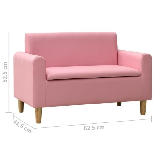 2-personers sofa til børn kunstlæder pink