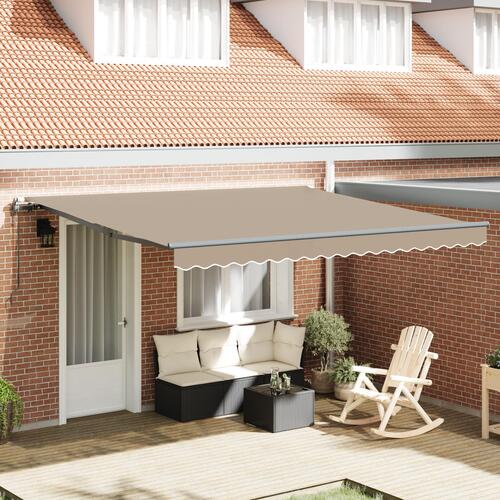 Automatisk Udtækkelig Markise Beige 400x350 cm, Markise Erstatningsstof til 4x3,5 m Ramme Beige