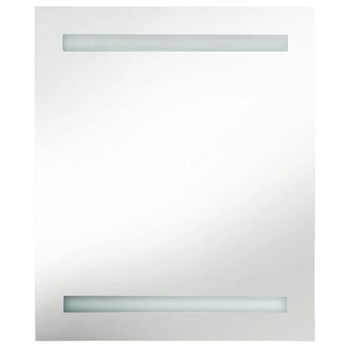 Badeværelsesskab med spejl + LED-lys 50x14x60 cm skinnende grå