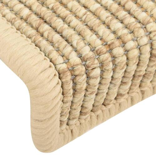 Selvklæbende trappemåtter 15 stk. 65x25 cm sisal-look beige