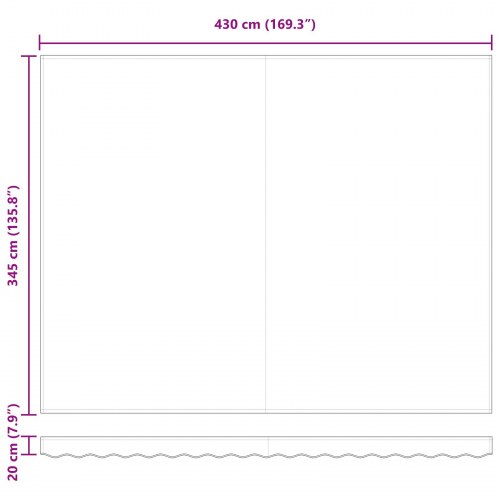 Manuel Udtækkelig Markise Lysegrå 450x350 cm, Markise Udskiftningsstof til 4.5x3.5 m ramme Lysegrå