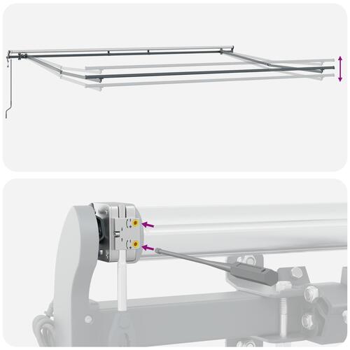 Automatisk Udtækkelig Markise Lysegrå 450x350 cm, Markise Erstatningsstof til 4.5x3.5 m Ramme Lysegrå