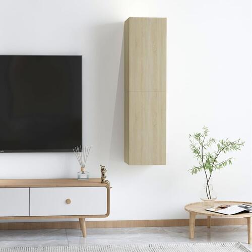Tv-borde 2 stk. 30,5x30x60 cm konstrueret træ sonoma-eg