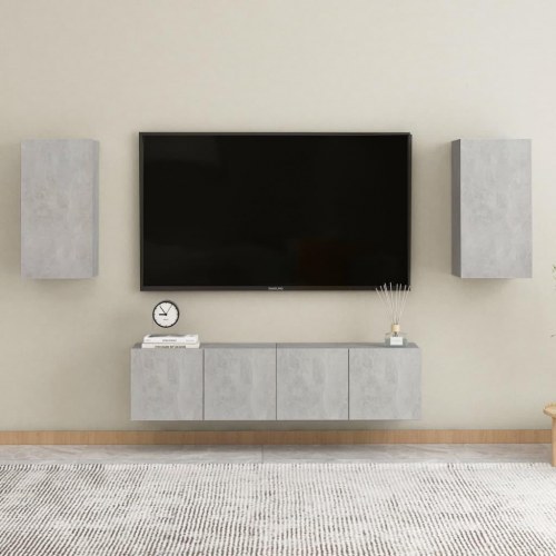 Væghængt tv-bord 30,5×30×60 cm i konstrueret træ - betongrå