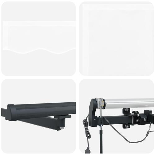 Automatisk Udtækkelig Markise med LED Hvid 600x300 cm, Markise Udskiftningsstof til 6x3 m Ramme Hvid