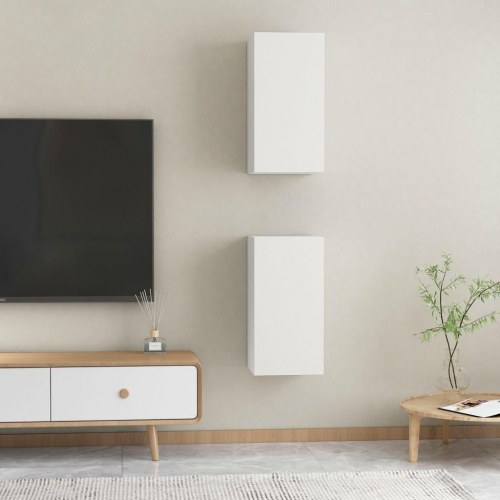 Væghængte tv-borde 2 stk. 30,5 x 30 x 60 cm - hvid