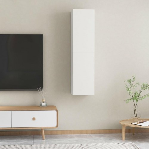 Væghængte tv-borde 2 stk. 30,5 x 30 x 60 cm - hvid