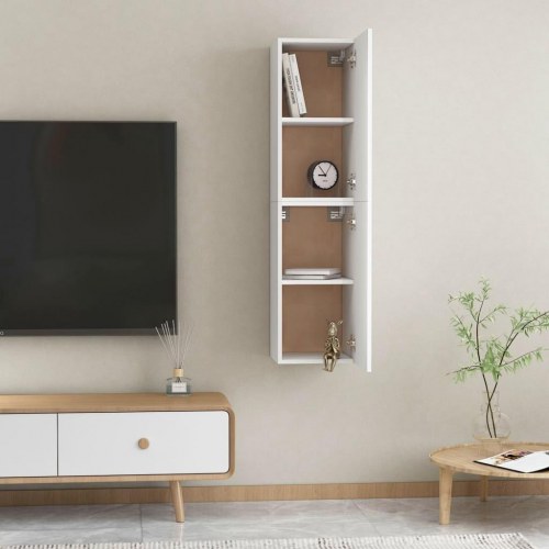 Væghængte tv-borde 2 stk. 30,5 x 30 x 60 cm - hvid