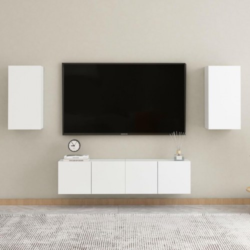 Væghængte tv-borde 2 stk. 30,5 x 30 x 60 cm - hvid