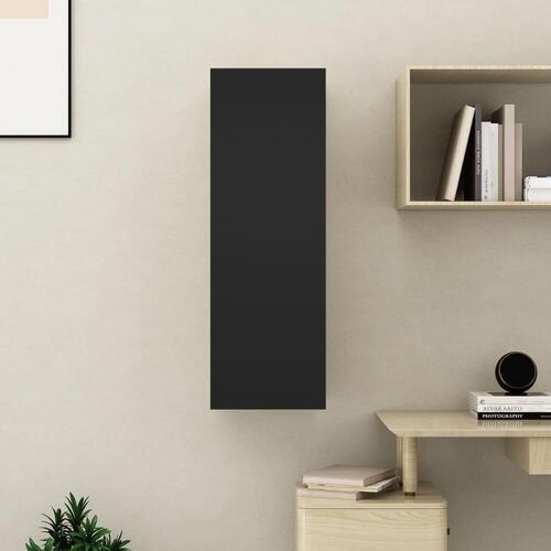 Tv-bord 30,5x30x90 cm konstrueret træ sort