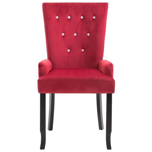 Spisebordsstol med armlæn fløjl rød