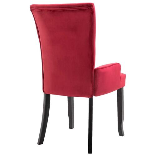 Spisebordsstol med armlæn fløjl rød