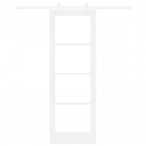 Skydedør med hardware sæt hvid 73.5x211 cm solid fyrretræ, indvendig dør med glas 'ORKDAL'hvid 73.5x211x4 cm
