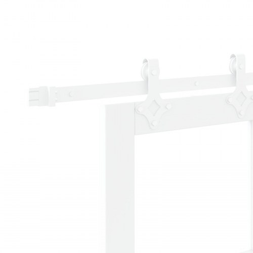 Skydedør med hardware sæt hvid 73.5x211 cm solid fyrretræ, indvendig dør med glas 'ORKDAL'hvid 73.5x211x4 cm