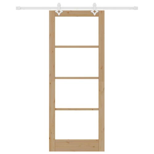 Glidende Dør med Hardware Sæt 83x211 cm Massivt Fyrretræ, Indvendig Dør med Glas 'ORKDAL'83x211x4 cm Massivt Fyrretræ