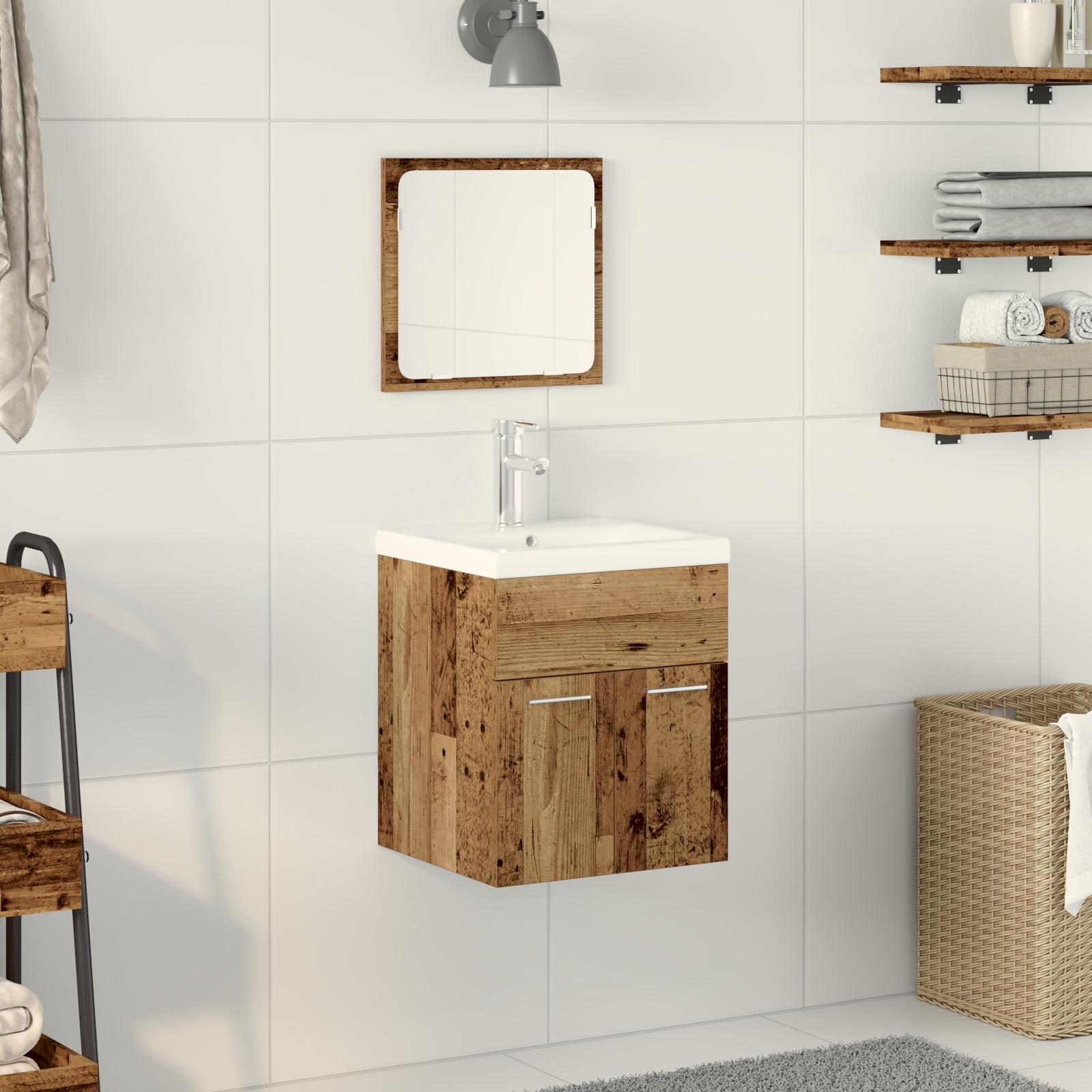 Badeværelsesmøbelssæt 3 stk Gammelt træ 41 x 38.5 x 46 cm