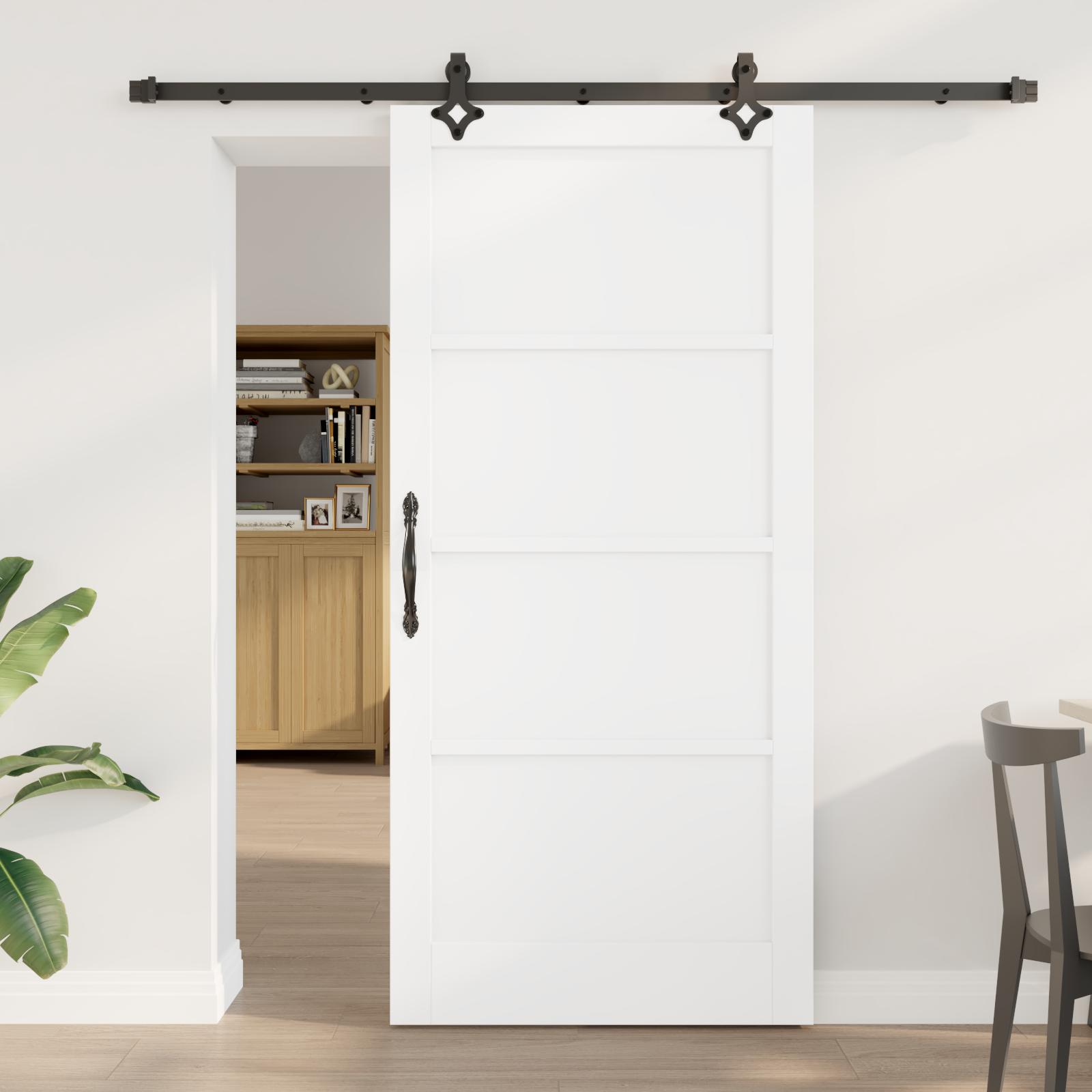Glidende Dør med Hardware Sæt Hvid 93x202 cm Solid Træ Fyrretræ, Indvendig Dør “ORKDAL” Hvid 93x202x4 cm Solid Træ Fyrretræ