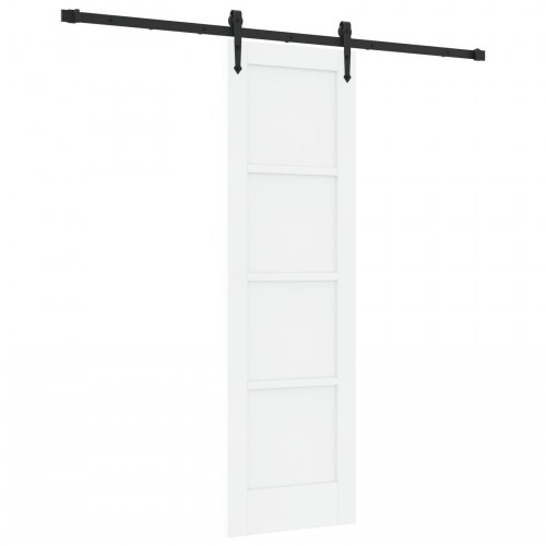 Skydedør med hardware sæt Hvid 61x198,5 cm Solidt fyrretræ, Indvendig dør 'ORKDAL'Hvid 61x198,5x4 cm Solidt fyrretræ