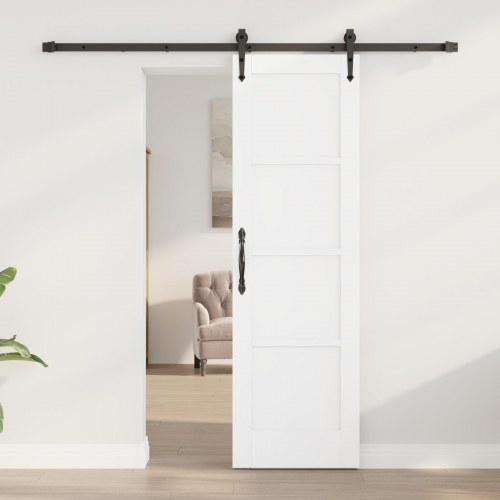 Skydedør med hardware sæt Hvid 61x198,5 cm Solidt fyrretræ, Indvendig dør 'ORKDAL'Hvid 61x198,5x4 cm Solidt fyrretræ