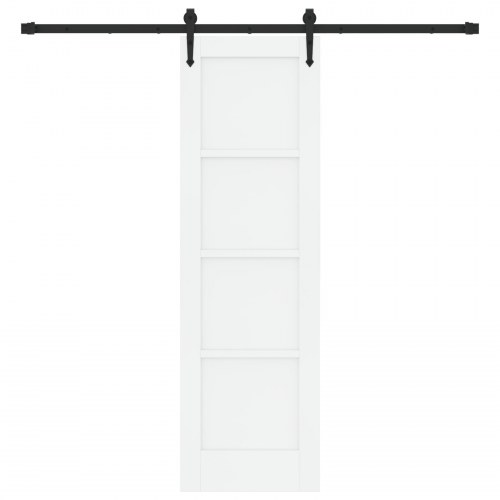 Skydedør med hardware sæt Hvid 61x198,5 cm Solidt fyrretræ, Indvendig dør 'ORKDAL'Hvid 61x198,5x4 cm Solidt fyrretræ