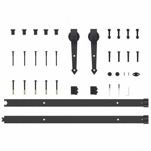 Skydedør med hardware sæt Hvid 61x198,5 cm Solidt fyrretræ, Indvendig dør 'ORKDAL'Hvid 61x198,5x4 cm Solidt fyrretræ
