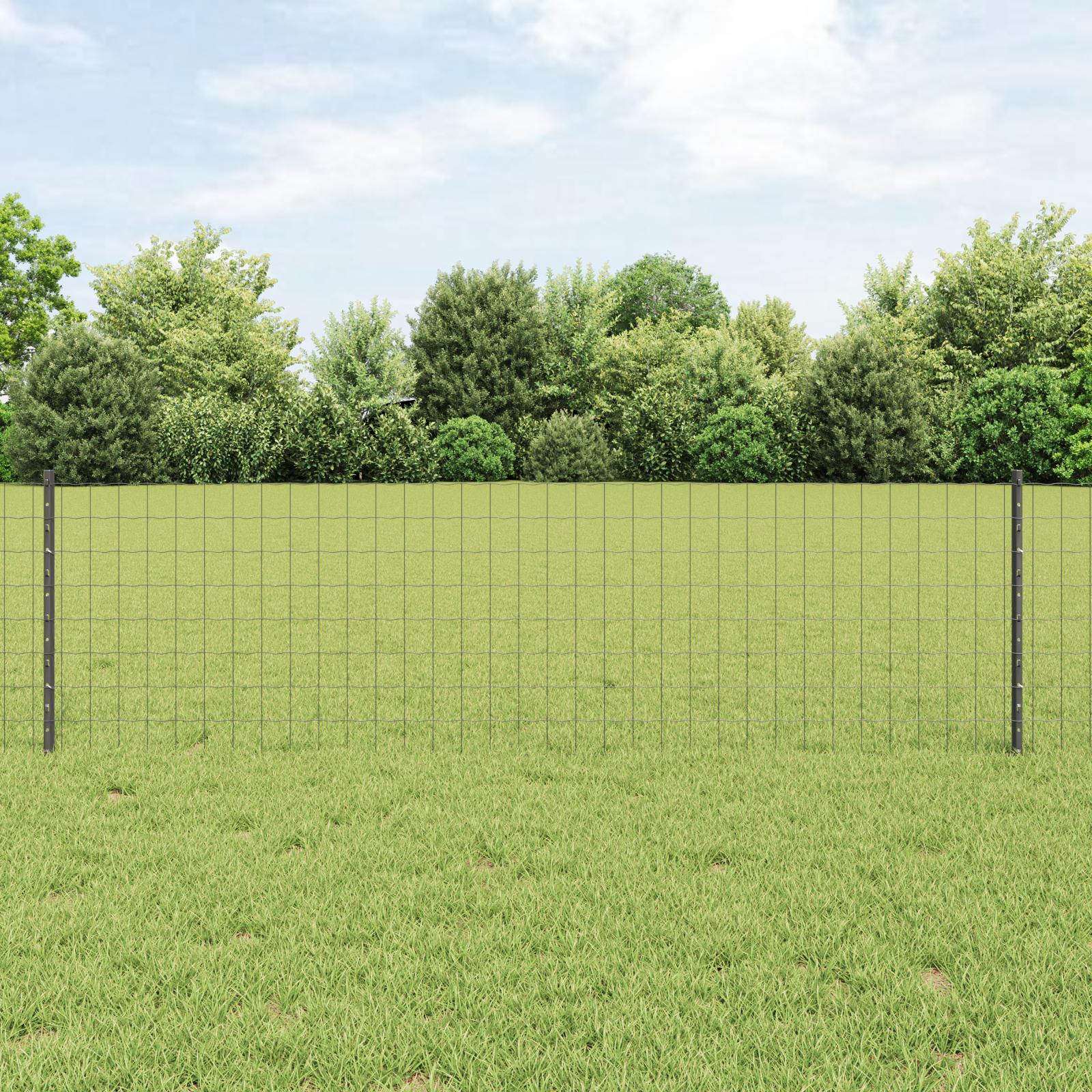 vidaXL Eurohegn med stolpe 25 x 0,6 m PVC-belagt stål Grå Mesh