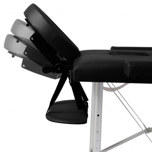 Sammenfoldeligt massagebord med aluminiumsstel 2 zoner sort