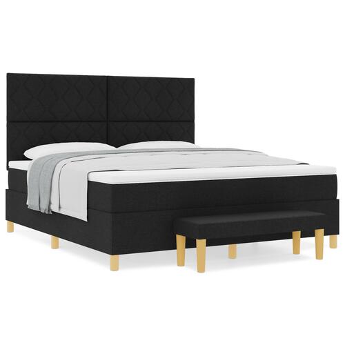 Box Spring Seng Med Madras & Bænk Sort 180x200 cm Stof