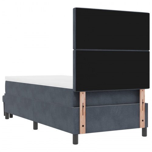 Box Spring Seng med Madras & Bænk Mørkegrå 90x190 cm Velour