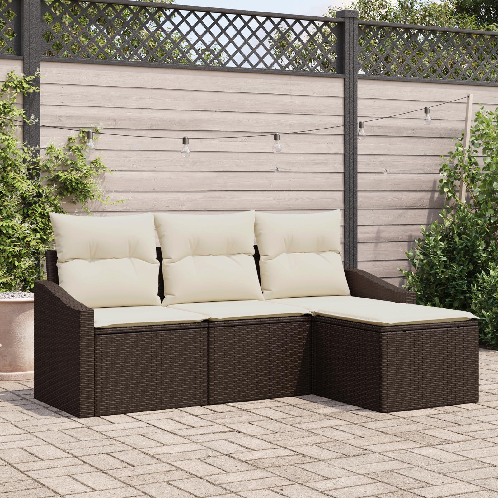Havesofa Sæt 4 stk Brun Poly rattan