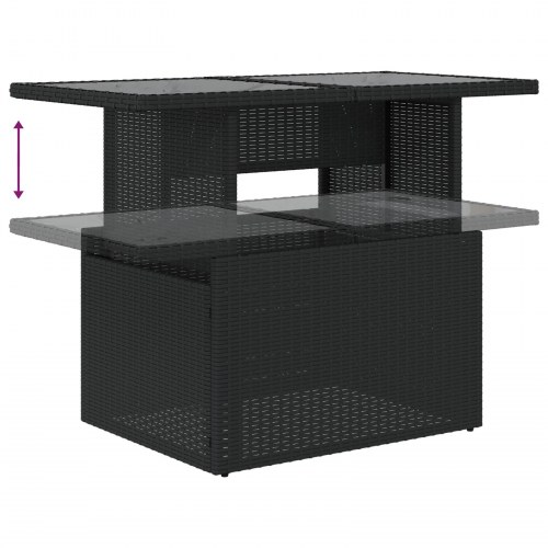 6-delt Have Sofa Sæt med Puder Sort Poly Rattan, 2-personers Have Sofa med Puder Sort Poly Rattan
