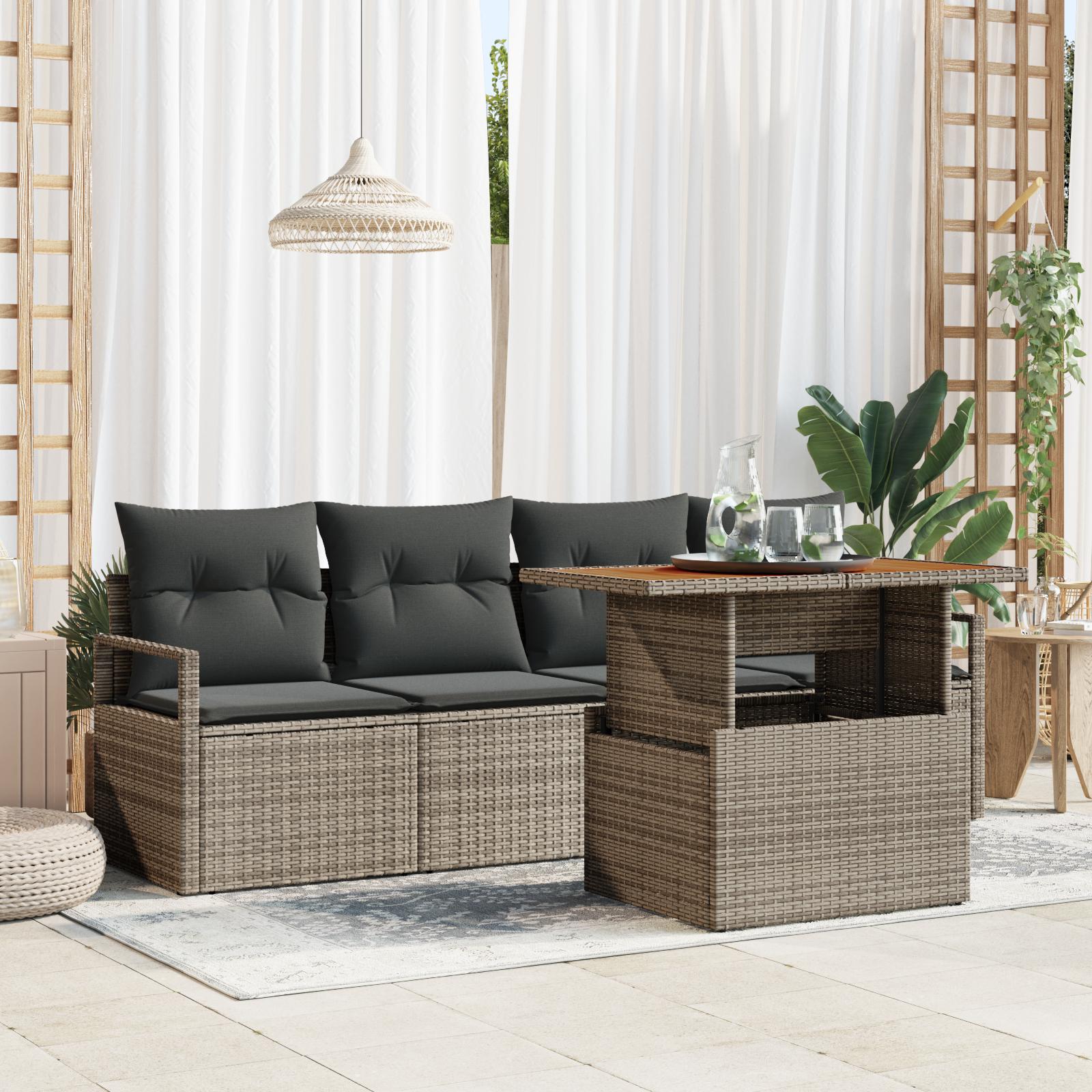 Havesofa Sæt med pude 5 stk Grå 100 x 55 x 73 cm