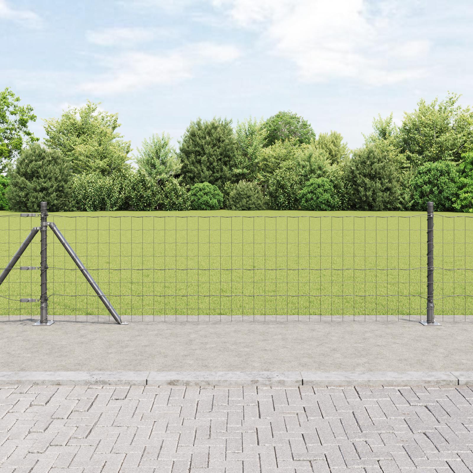 Svejset trådhegn med betonsokkel 25 × 0,6 m - grå, PVC-belagt stål