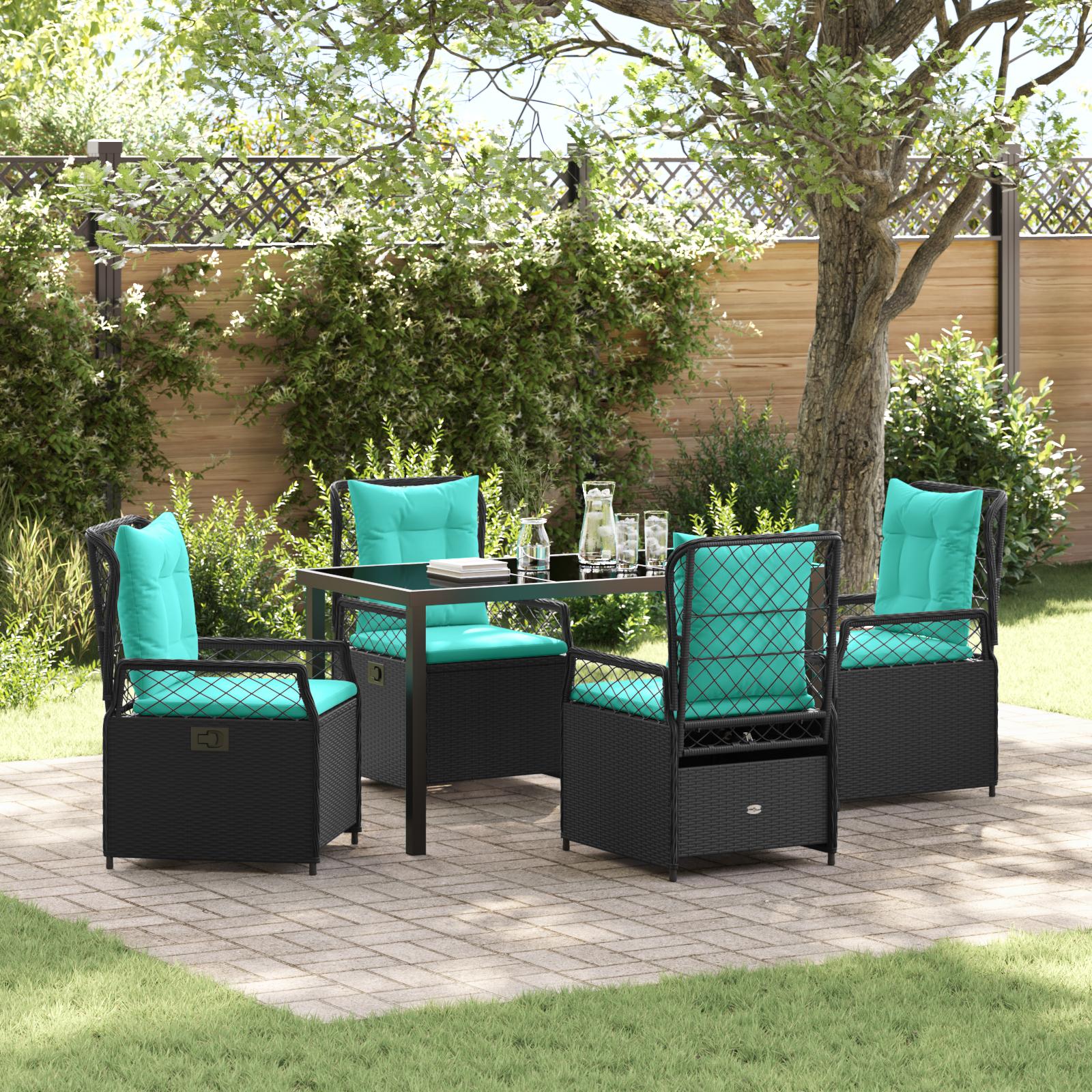 Have Spisebordssæt 5 stk Sort polyrattan