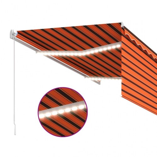 Markise med gardin 3,5 × 2,5 m - manuel betjening, orange/brun