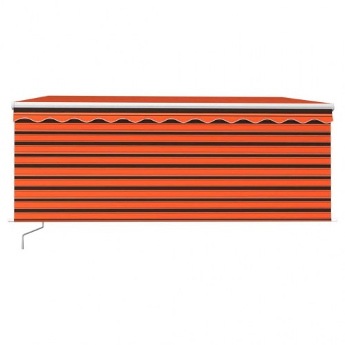 Markise med gardin og LED 3,5 × 2,5 m - manuel, orange/brun