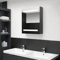 Badeværelsesskab med spejl + LED-lys 50x14x60 cm grå