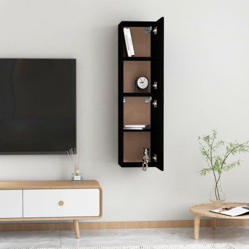 Tv-borde 2 stk. 30,5x30x60 cm konstrueret træ sort