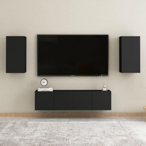 Tv-borde 2 stk. 30,5x30x60 cm konstrueret træ sort