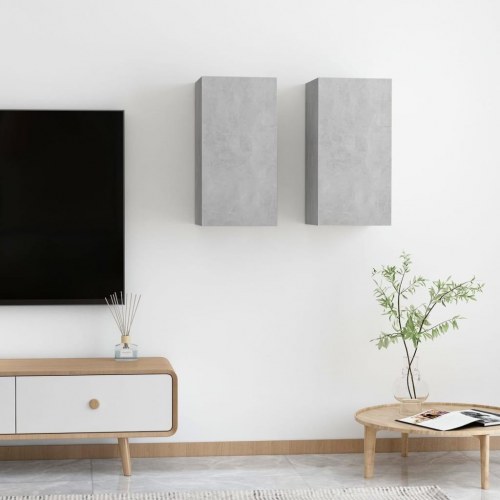Væghængte tv-borde 2 stk. 30,5 x 30 x 60 cm - betongrå
