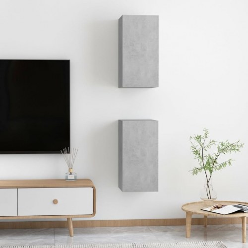 Væghængte tv-borde 2 stk. 30,5 x 30 x 60 cm - betongrå