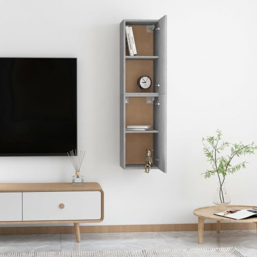 Væghængte tv-borde 2 stk. 30,5 x 30 x 60 cm - betongrå