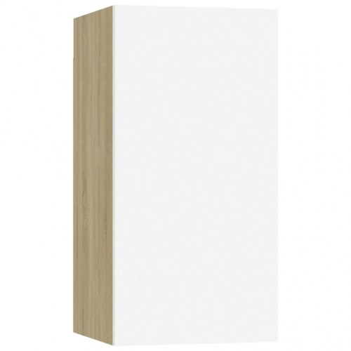 Væghængt tv-bord 30,5×30×60 cm - hvid/sonoma-eg, konstrueret træ