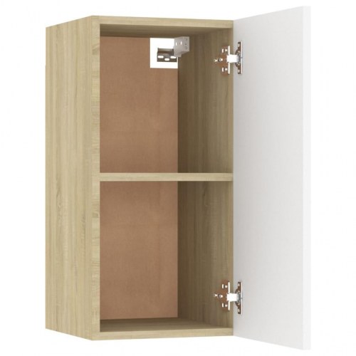 Væghængt tv-bord 30,5×30×60 cm - hvid/sonoma-eg, konstrueret træ