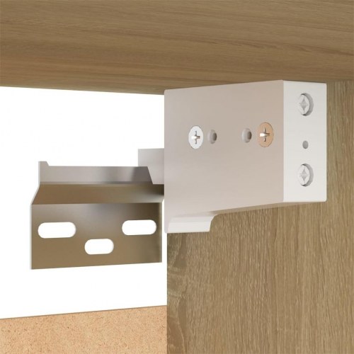 Væghængt tv-bord 30,5×30×60 cm - hvid/sonoma-eg, konstrueret træ